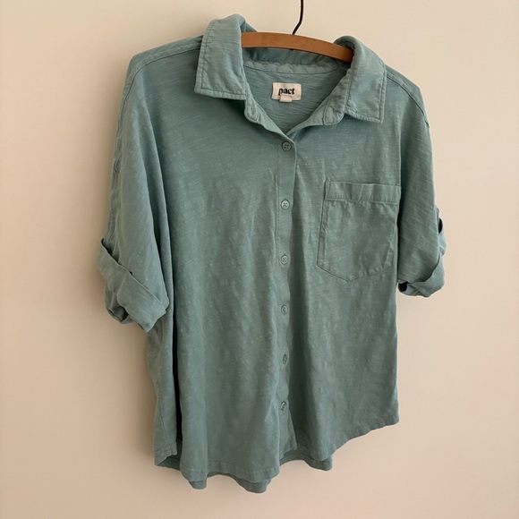 Pact Organic Cotton Short Sleeve Button Down Top - Picture 2 of 8